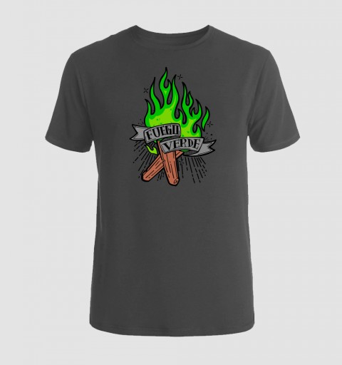 Camiseta Gris “Fuego Verde”